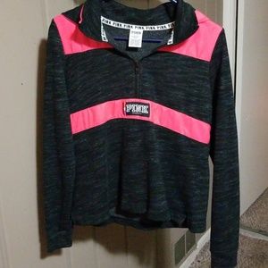 VS Pink 1/2 zip hooded sweatshirt